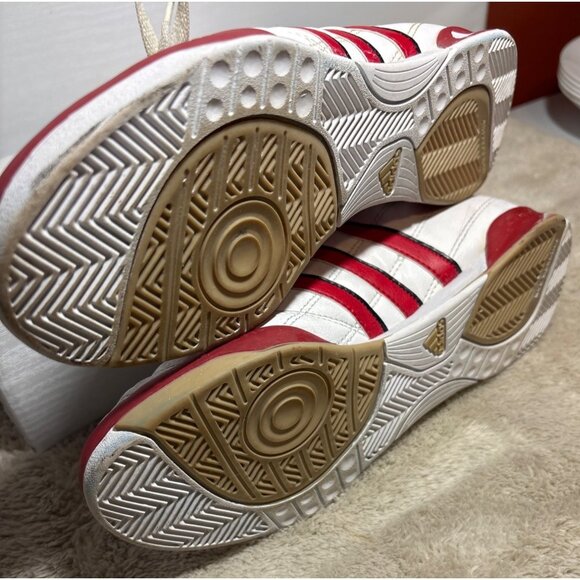 Adidas Womens Size 5 Indoor Soccer Shoes Red & White Leather #753001 - Picture 12 of 13